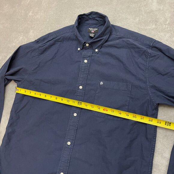 Vintage Ralph Lauren Jeans Co Button Down Shirt Navy Blue Size Medium - Picture 5 of 7
